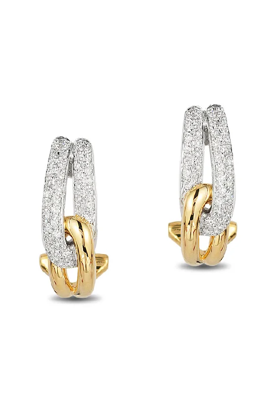 Duo 14K Yellow and White Gold Diamond 5/8" French Clip Earrings, 0.31 TCW