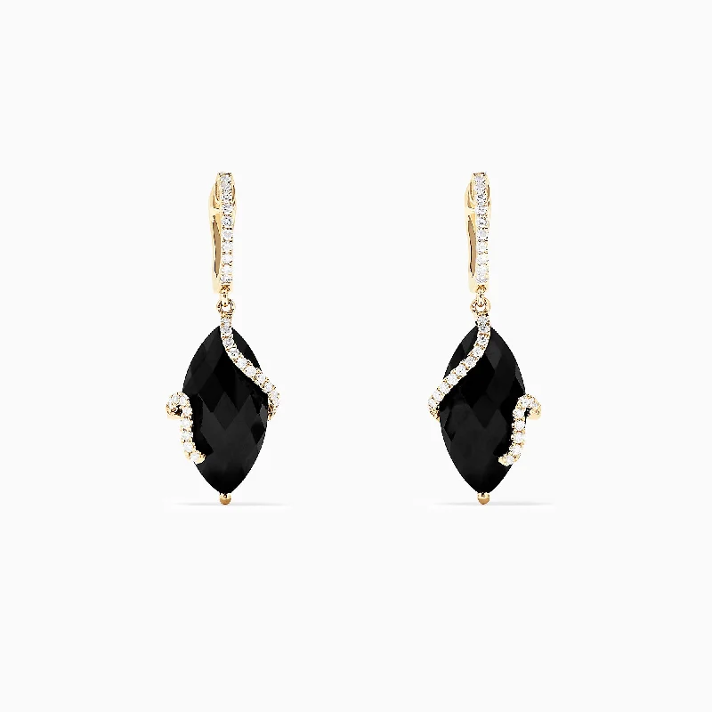 Eclipse 14K Yellow Gold Onyx and Diamond Drop Earrings, 13.18 TCW