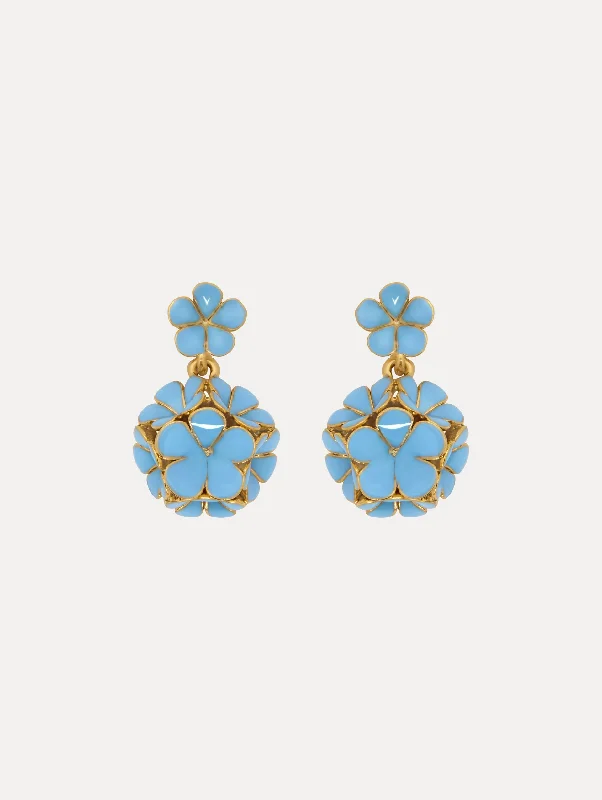 Enamel Flower Drop Clip-On Earrings