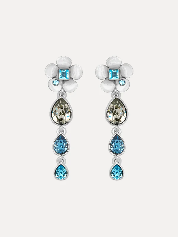 Flower Teardrop Clip-On Earrings