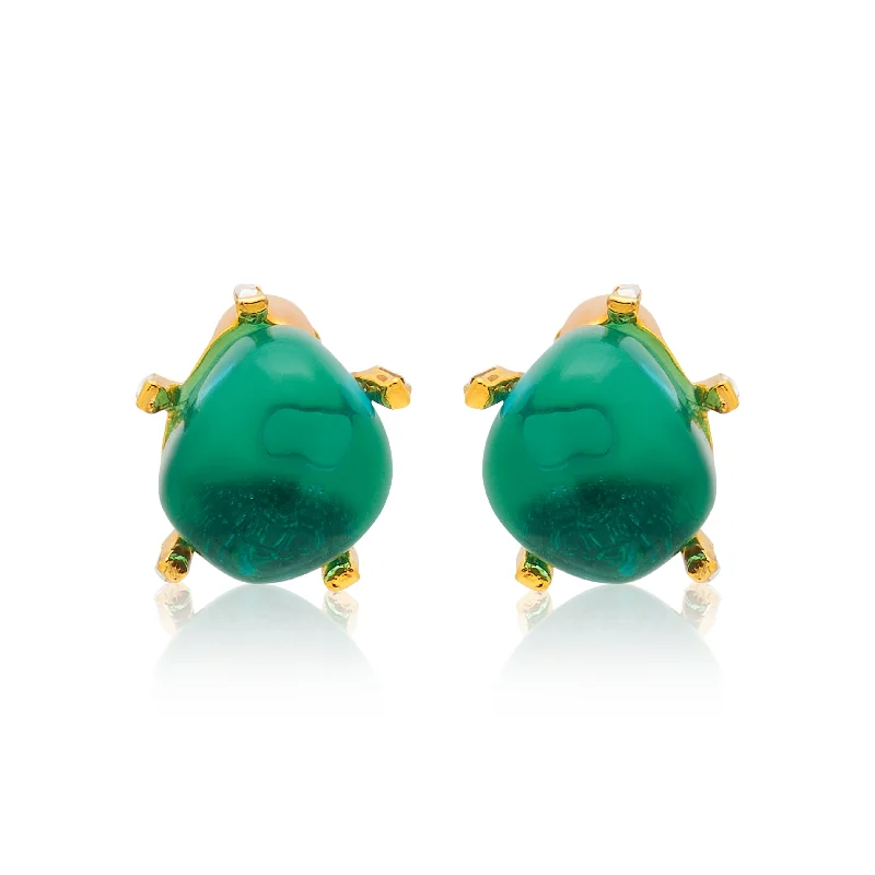 Aqua Nugget Clip Earrings