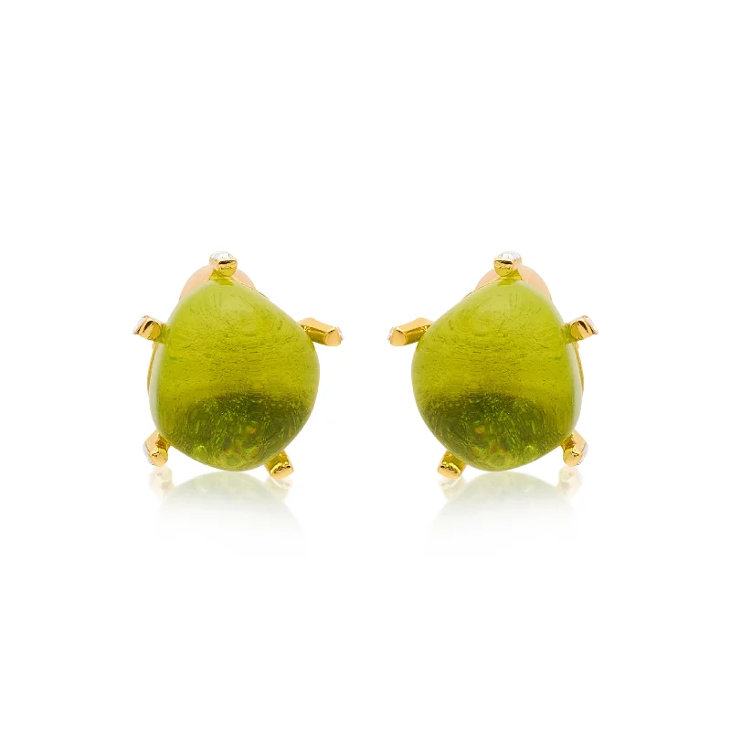 Peridot Nugget Gold Clip Earrings