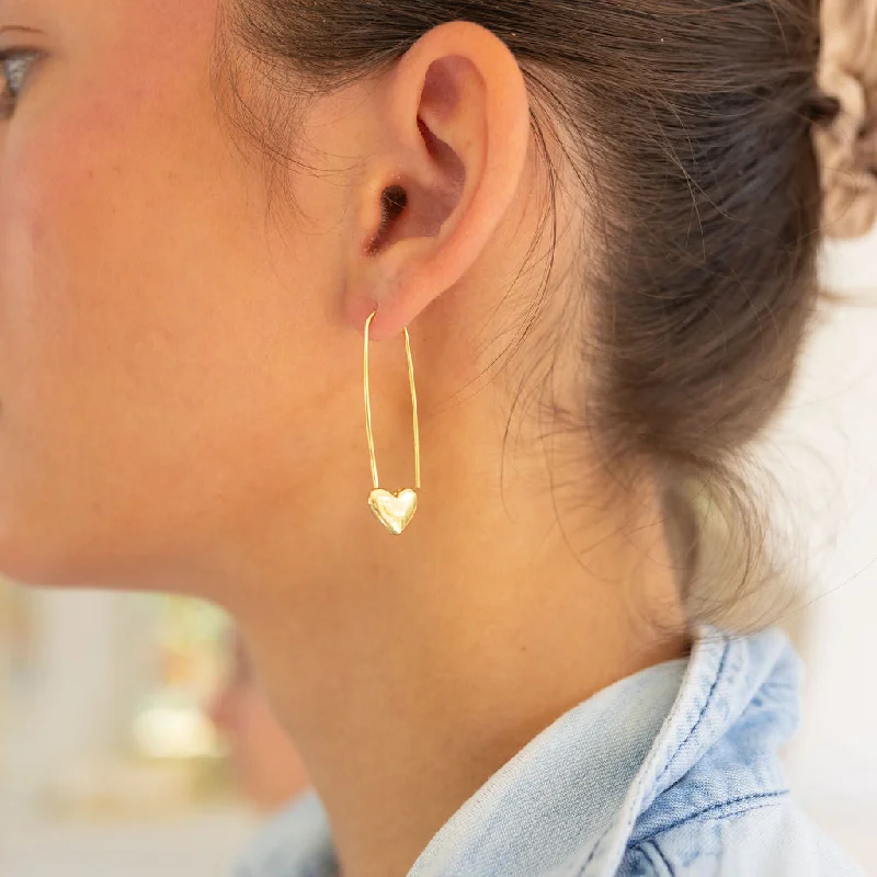 Gold Heart Paperclip Earrings