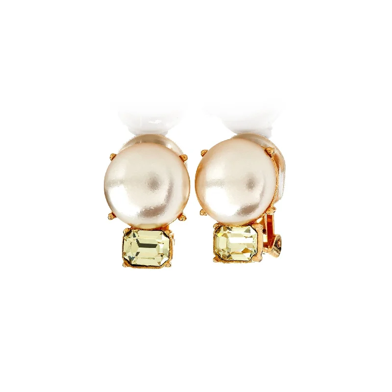 Gold & Pearl Double Stone Clip Earrings