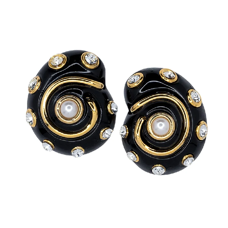 Black Snail Clip Earrings