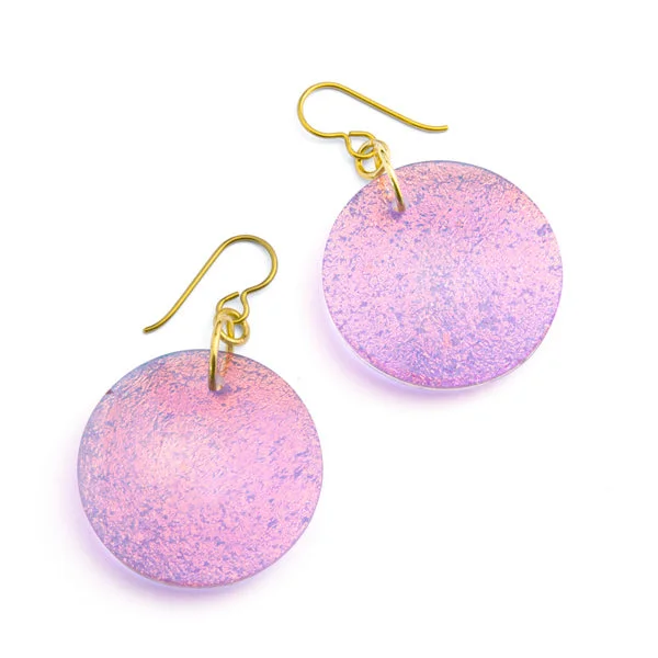 Deluxe Dichroic Eclipse Glass  Earrings - Lavender Gold