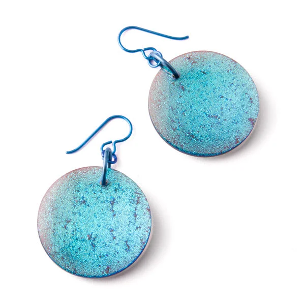 Deluxe Dichroic Eclipse Glass Earrings - Smoke Turquoise