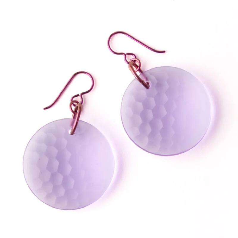 Solid Glass Eclipse Martele Earrings - Lavender