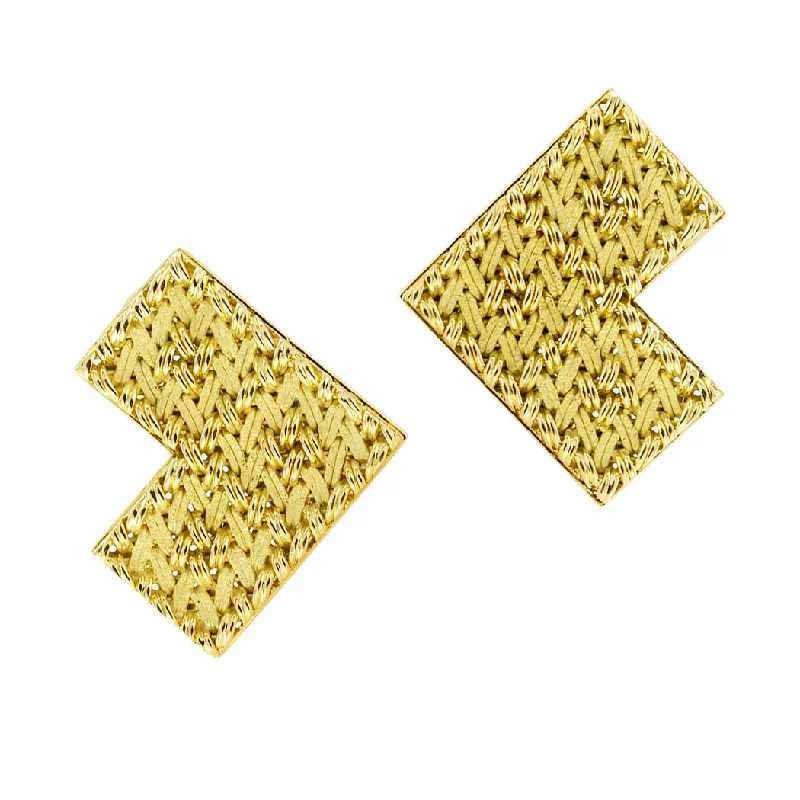 Gubelin Handcrafted Woven Yellow Gold Clip On Earrings