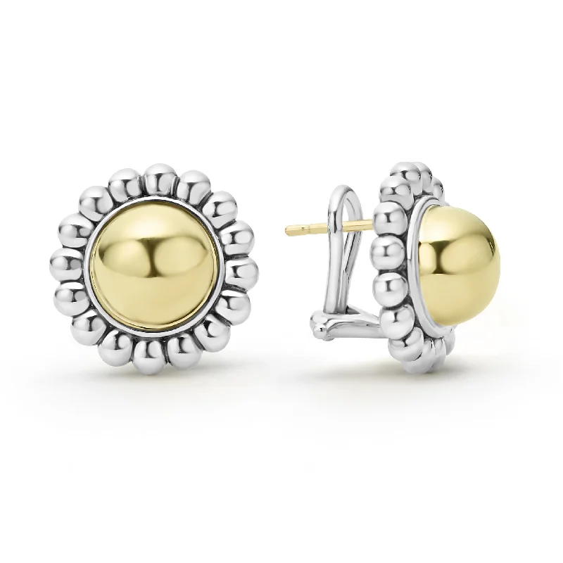 High Bar Two-Tone Caviar Omega Clip Earrings