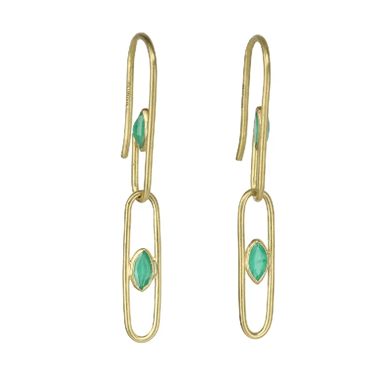 Gold & Bezel-Set Emerald "Gemclip" Earrings