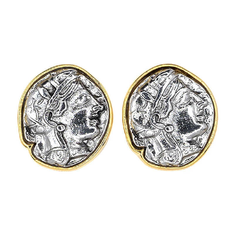 Large Gold & Silver Coin Clip Earrings