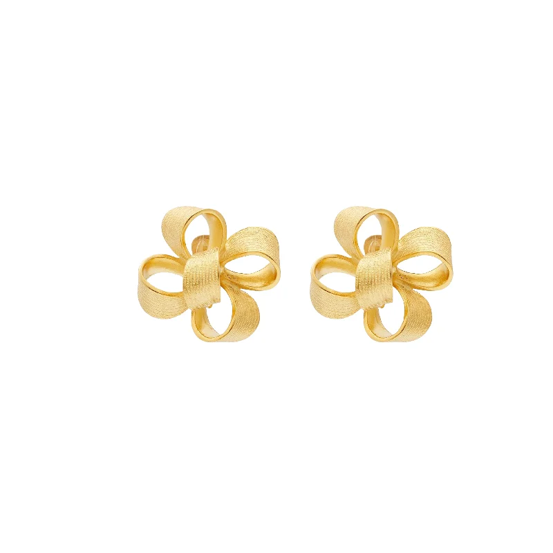 Large Gold Bow Clip Earring