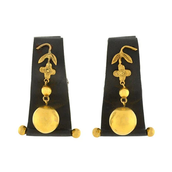 MARSH & CO. Vintage 18kt Blackened Steel Clip Earrings