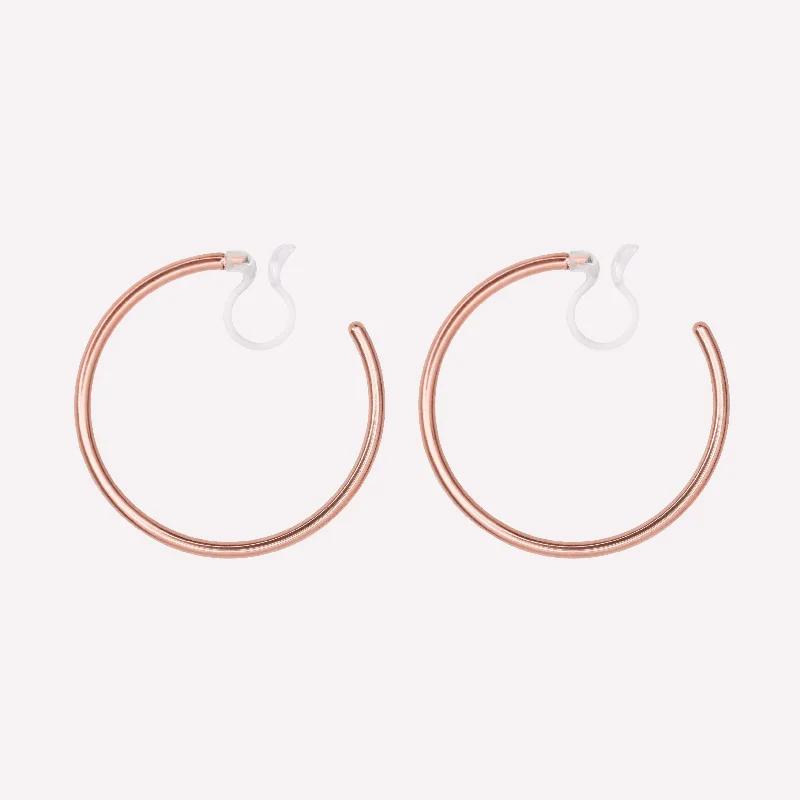 MEDIUM HOOP CLIP-ON EARRINGS IN ROSE GOLD