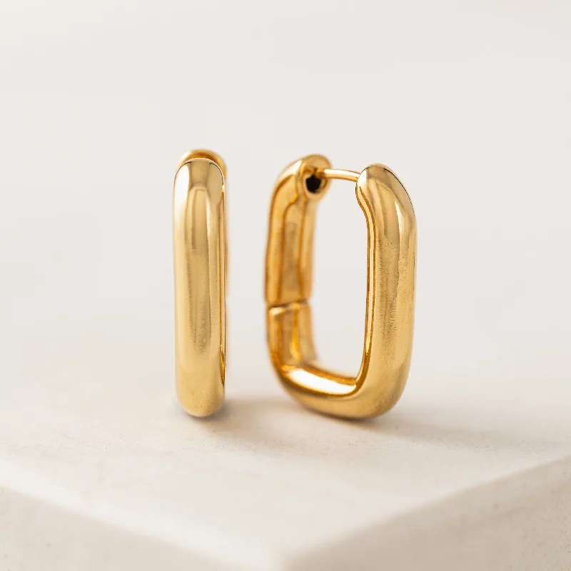 Midi Paperclip Puff Hoop Earrings Gold