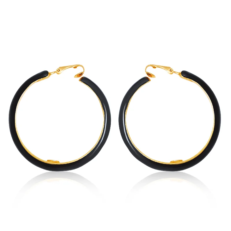 Midnight Glam Clip-On Hoop Earrings