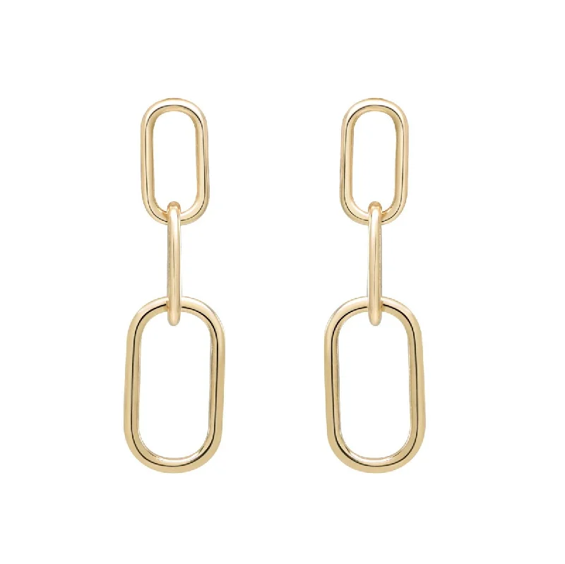 10K Solid Gold Paperclip Drop Studs