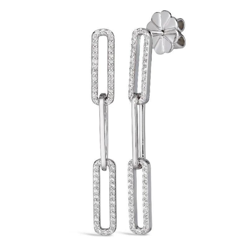 Paper Clip Diamond Pave Earrings