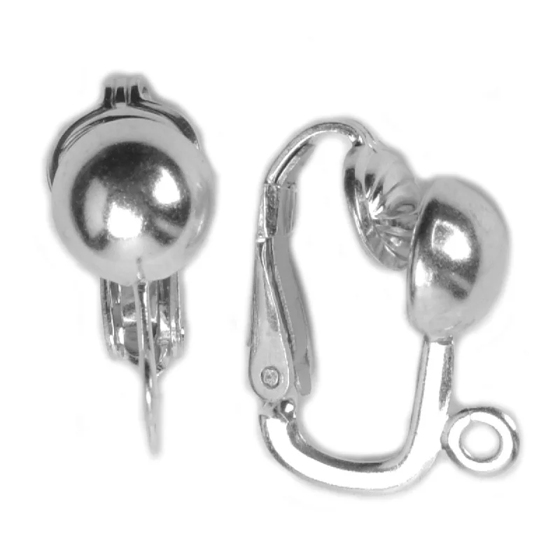 Pack of 2-Sterling Silver Ear Clips 7mm Half Ball with Ring