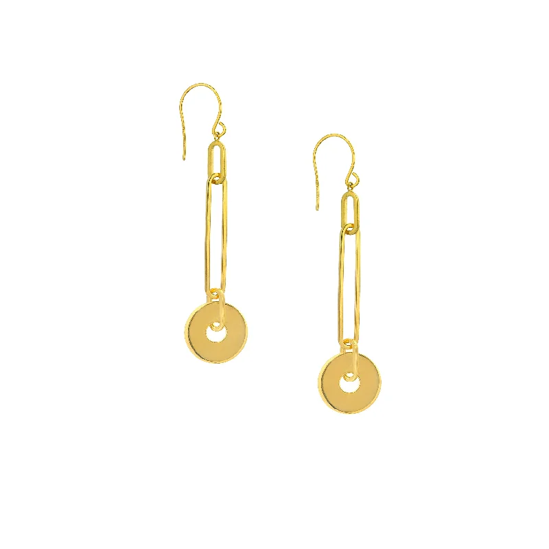 Paper Clip Chain and Disk Drop Earrings