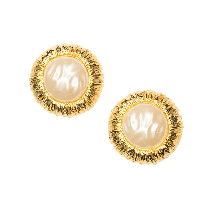 Pearl Button Clip Earrings