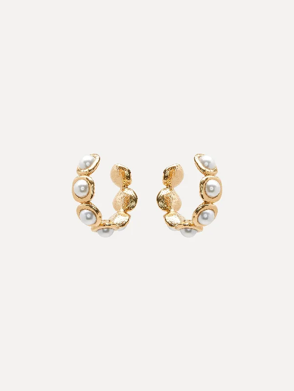 Pearl Sphere Hoop Clip-On Earrings