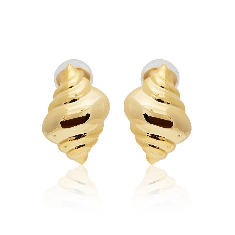 Polished Gold Shell Clip Earrings