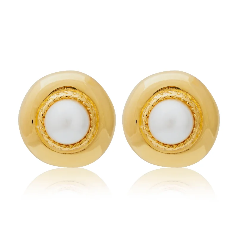 Pearl Center Clip Earrings