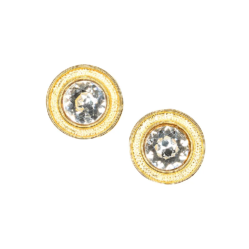 Round Crystal Clip Earrings