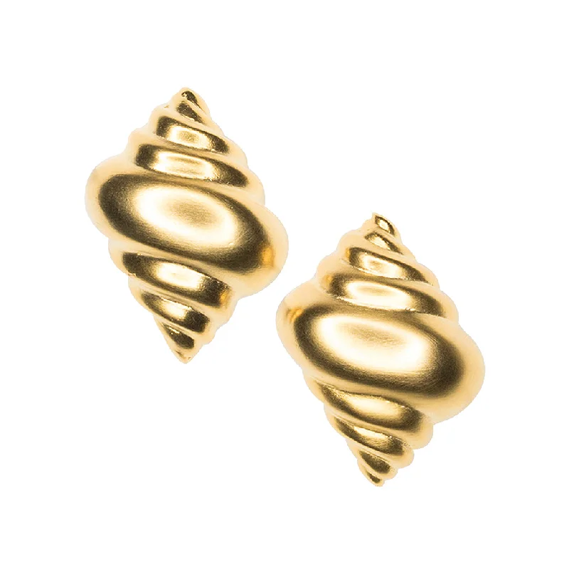 Satin Gold Seashell Clip Earrings