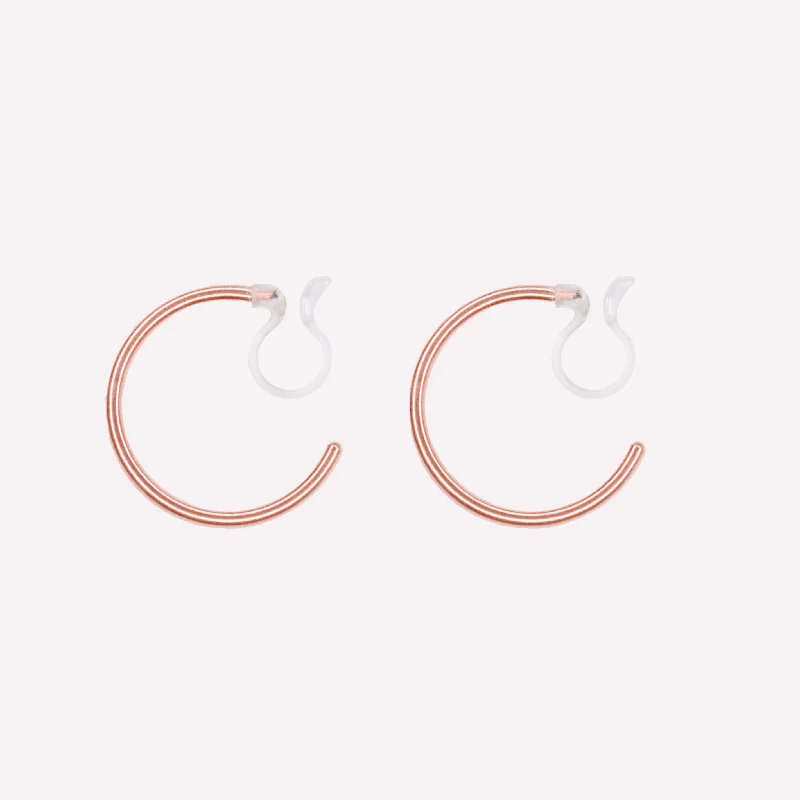 SMALL HOOP CLIP-ON EARRINGS IN ROSE GOLD