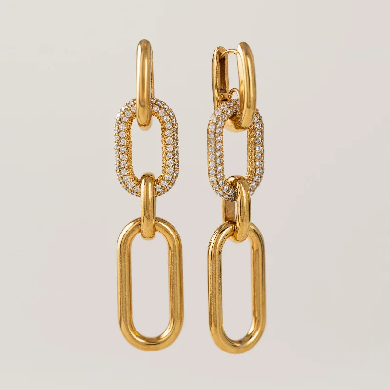 Solana Paperclip Triple Drop Hoop Earrings