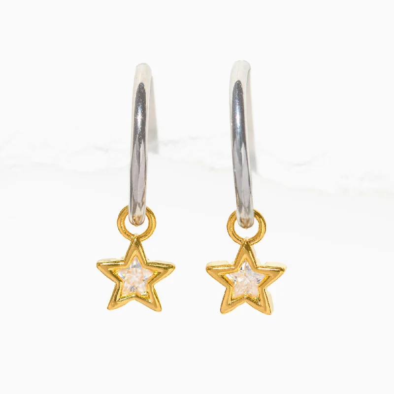 Starlight Two Tone Clip On Hoops