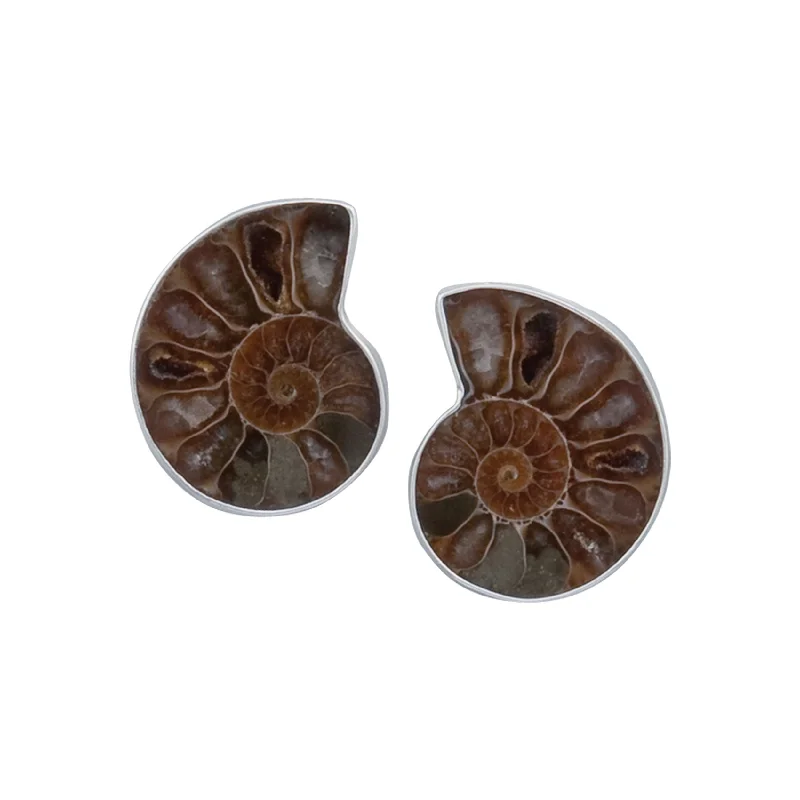 Sterling Silver Ammonite Clip Earrings