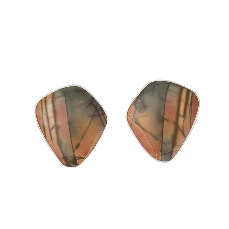 Sterling Silver Red Creek Jasper Clip Earrings