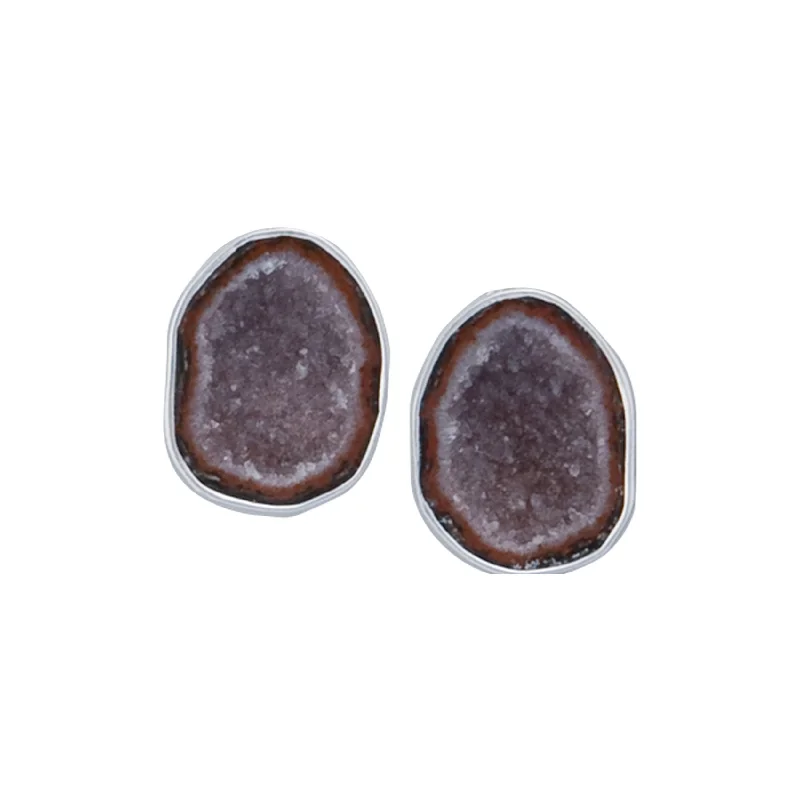 Sterling Silver Tabasco Geode Clip Earrings