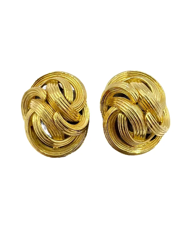 Tiffany Fluted Yellow Gold Clip On Earrings