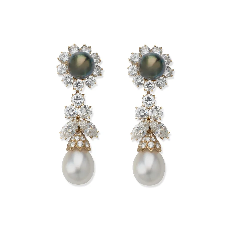 Van Cleef & Arpels Diamond and Pearl Clip Earrings