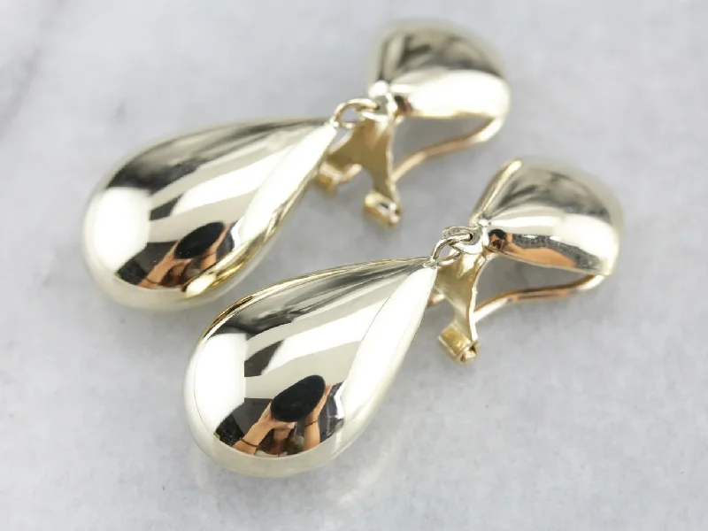 Vintage Clip-on Yellow Gold Drop Earrings