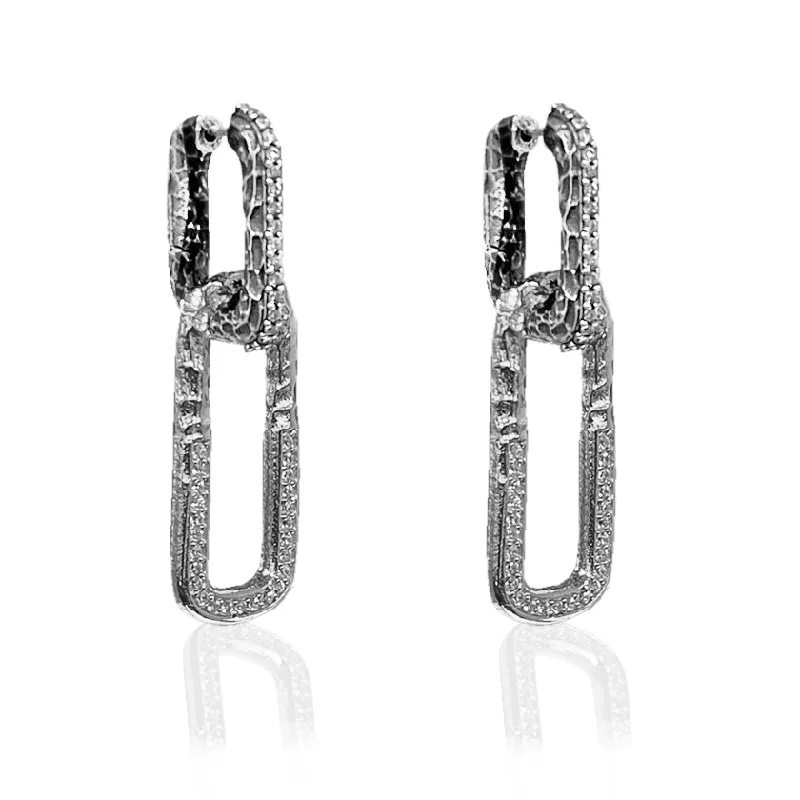 VINTAGE SILVER PAPERCLIP DROP EARRINGS