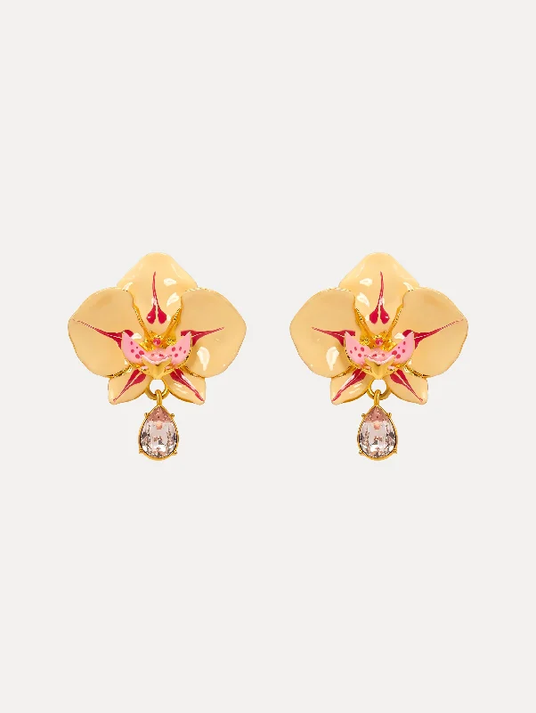 Watercolor Orchid Clip-On Earrings