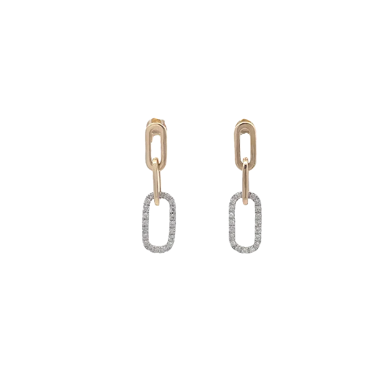 Yellow Gold Diamond Paperclip Earrings