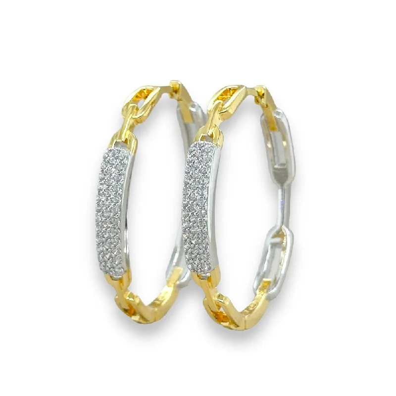 YGP Sterling CZ Reversible Paperclip Hoop Earrings