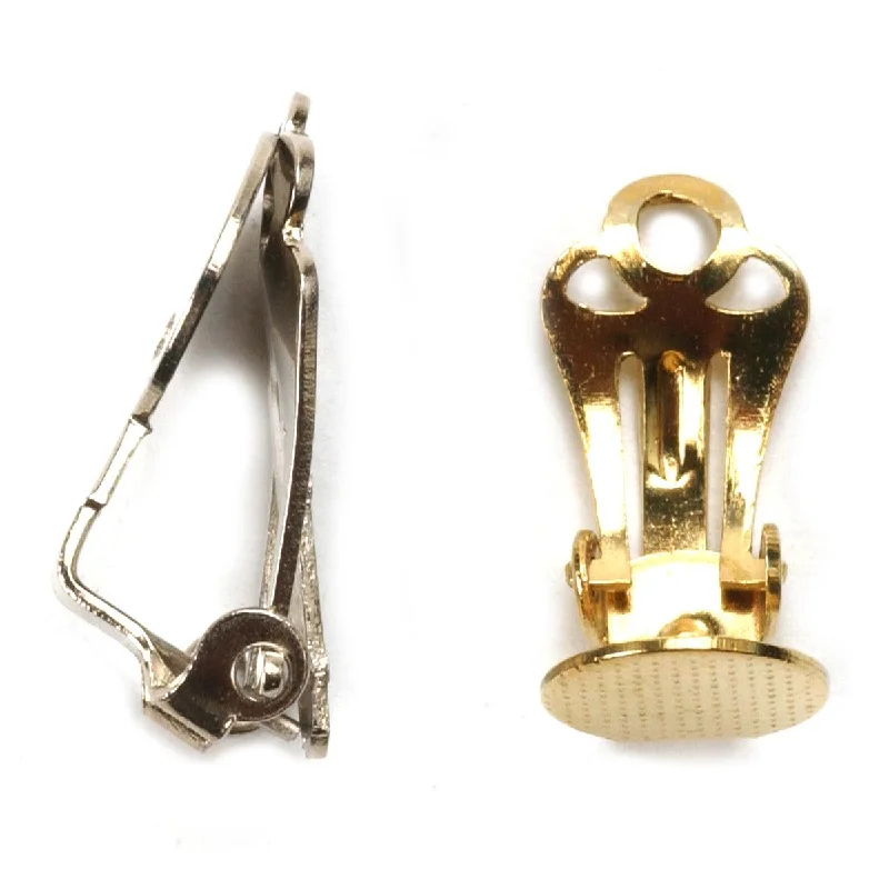 Yellow Plated Earring Clip with Flat Pad- Packs of 12